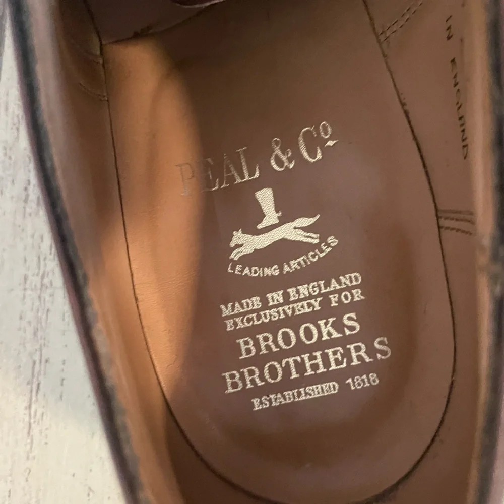 PEAL & Co. x BROOKS BROTHERS Made‎ in England Textured Cap Toe Oxford Size 9